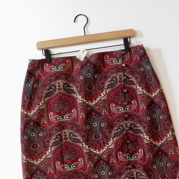 NWT!! TALBOTS Opulent Paisley Side Button Faux Wrap Skirt Academia 14P 14 Petite - Picture 5 of 14